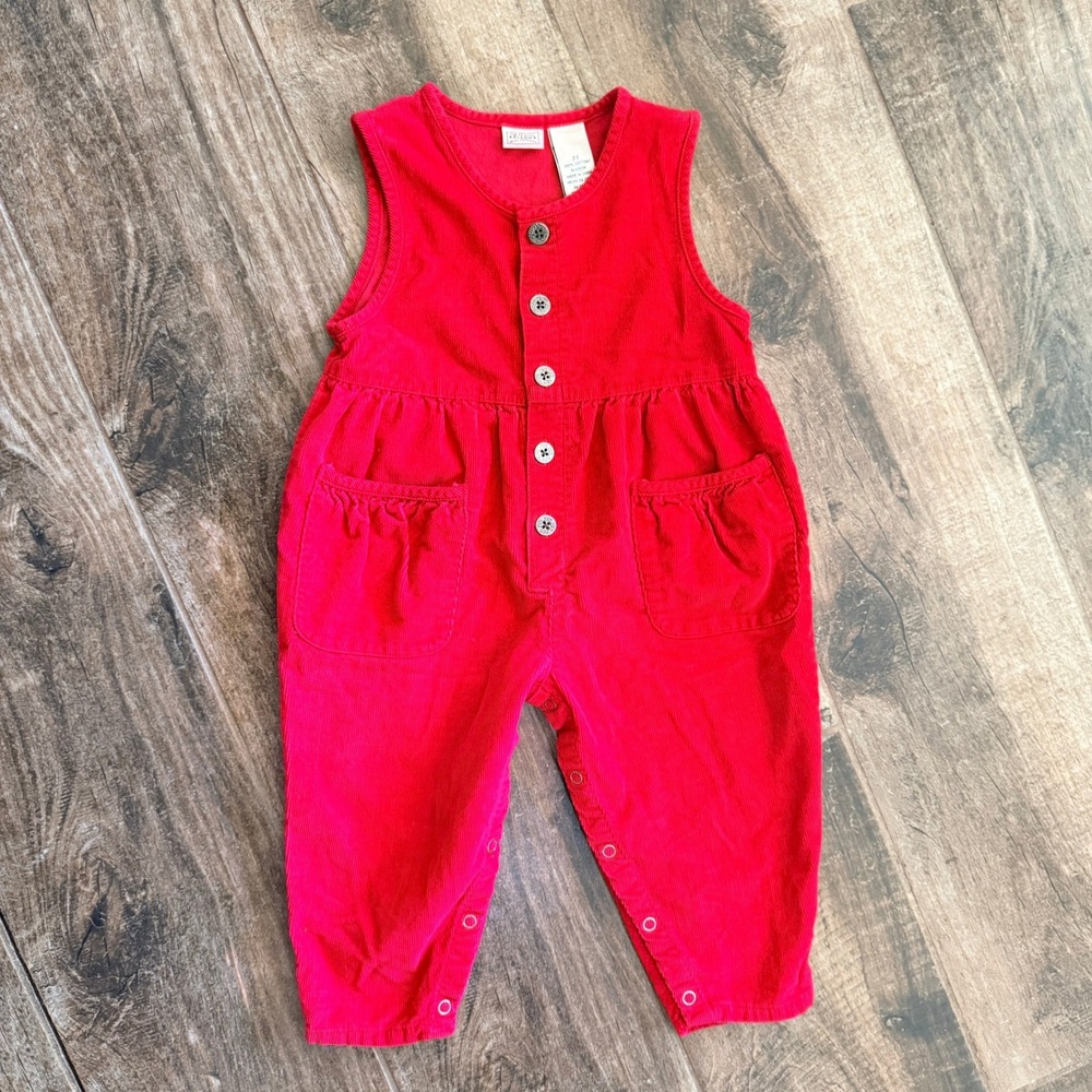 Arizona Jean Co Vintage Toddler Corduroy Romper Jumpsuit, Red, 2T
